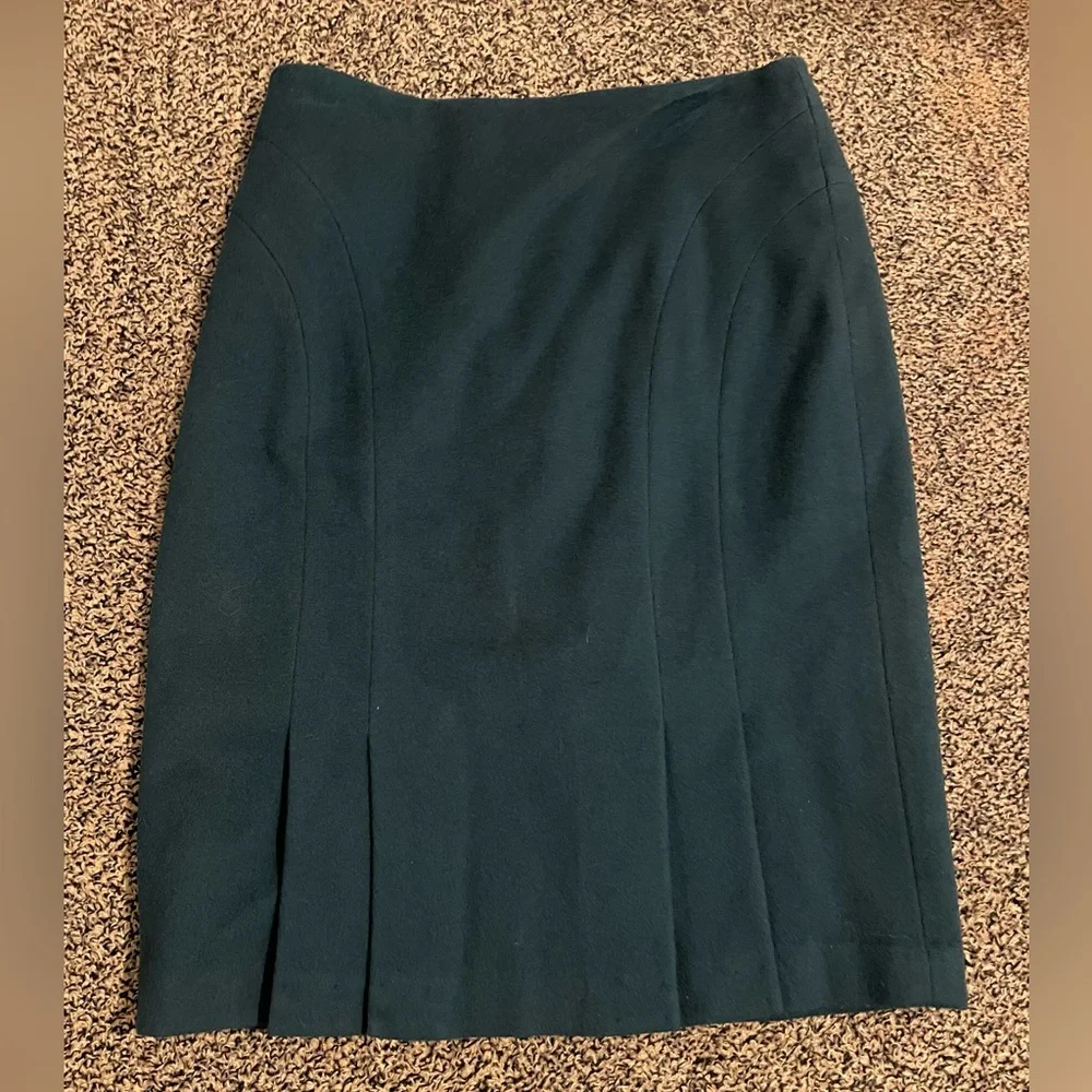 LOFT Teal Wool Pleated Pencil Skirt - Picture 1 of 4